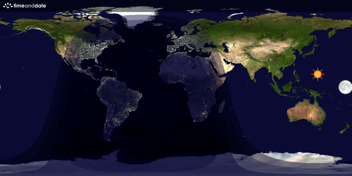 Verdenskart som viser dag og natt 