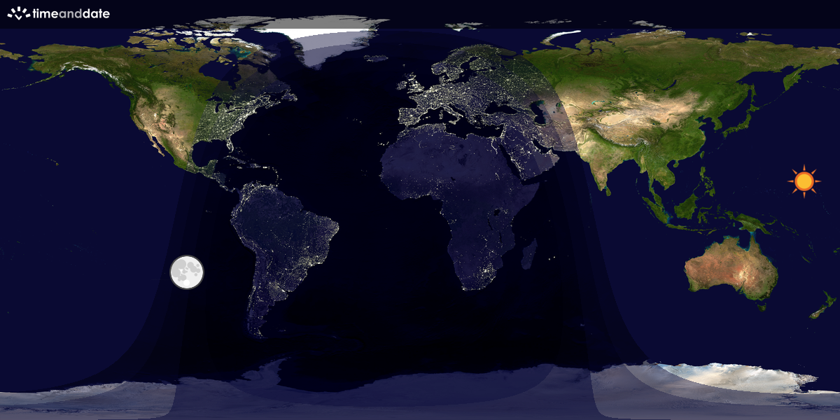 Verdenskart som viser dag og natt 