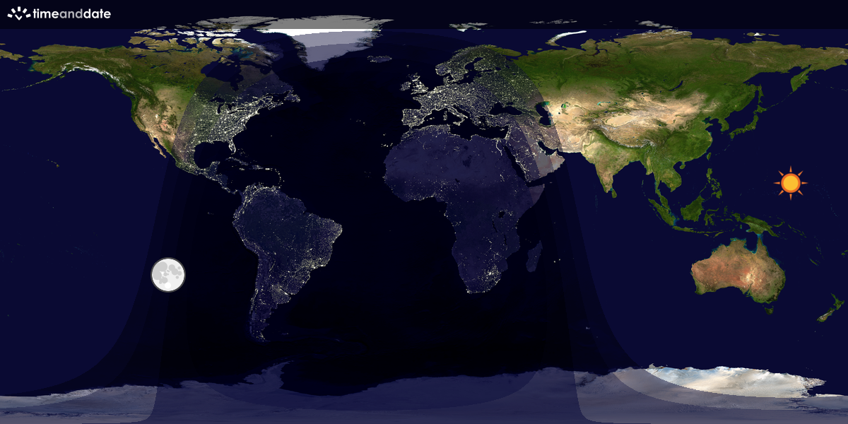 Verdenskart som viser dag og natt 