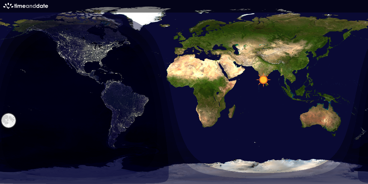 Verdenskart som viser dag og natt 