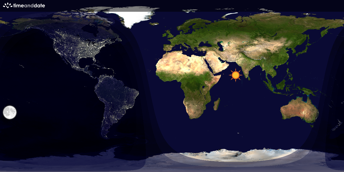 Verdenskart som viser dag og natt 