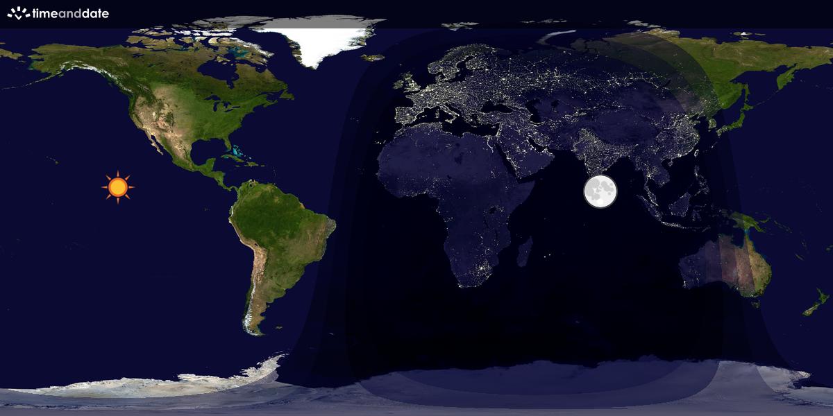 Verdenskart som viser dag og natt 