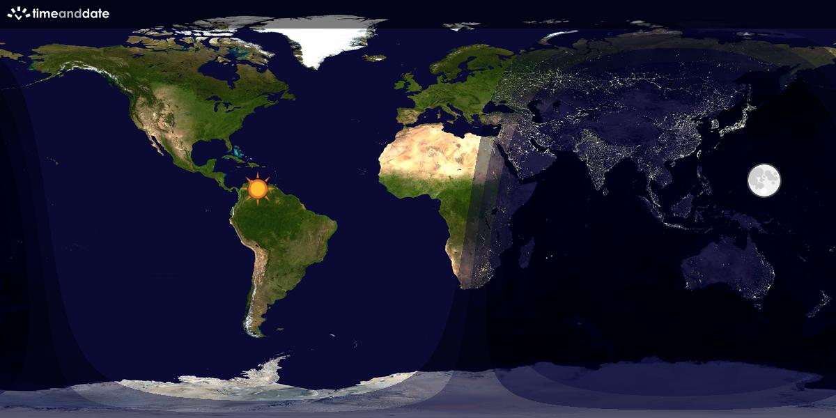 Verdenskart som viser dag og natt 