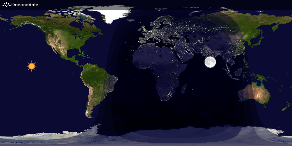 Verdenskart som viser dag og natt 