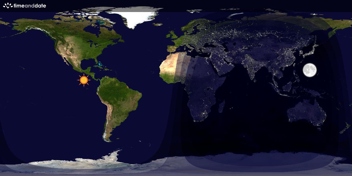 Verdenskart som viser dag og natt 