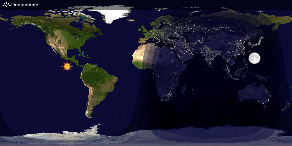 Verdenskart som viser dag og natt 