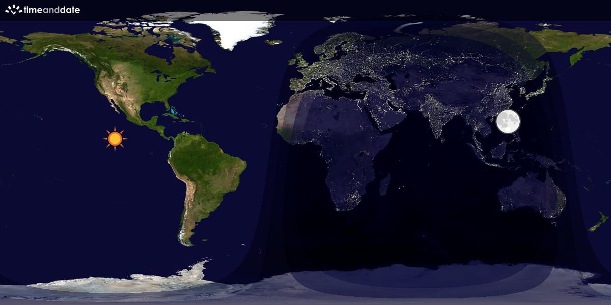 Verdenskart som viser dag og natt 