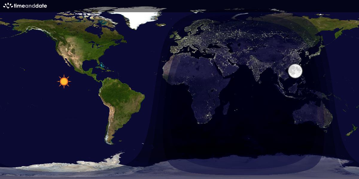 Verdenskart som viser dag og natt 