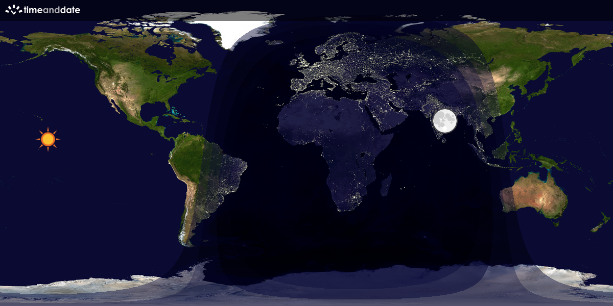 Verdenskart som viser dag og natt 