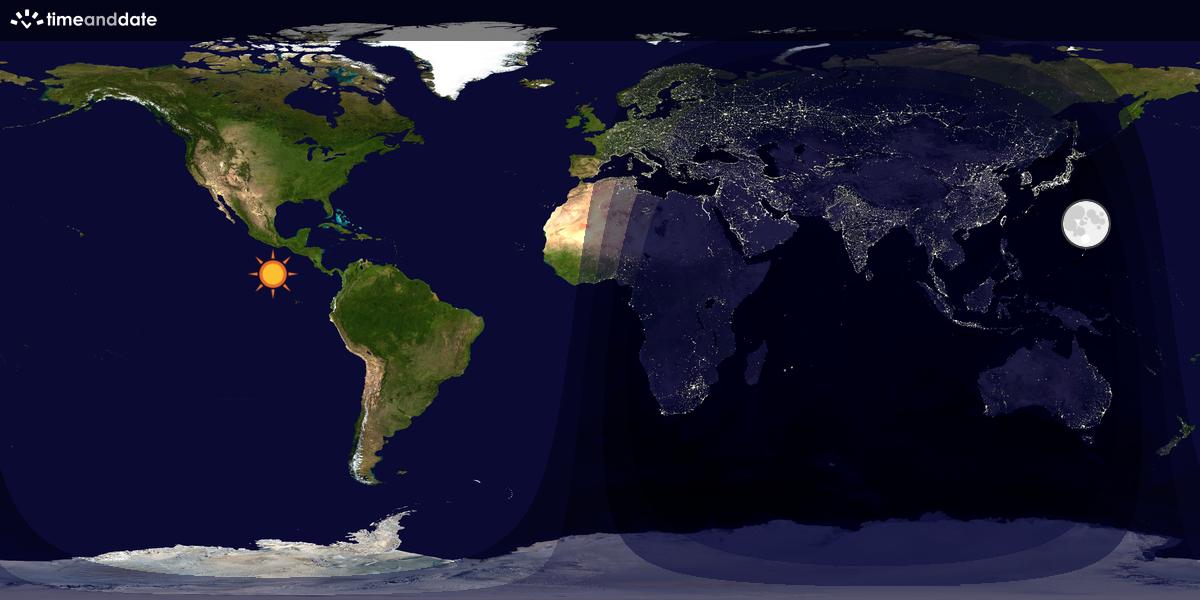 Verdenskart som viser dag og natt 