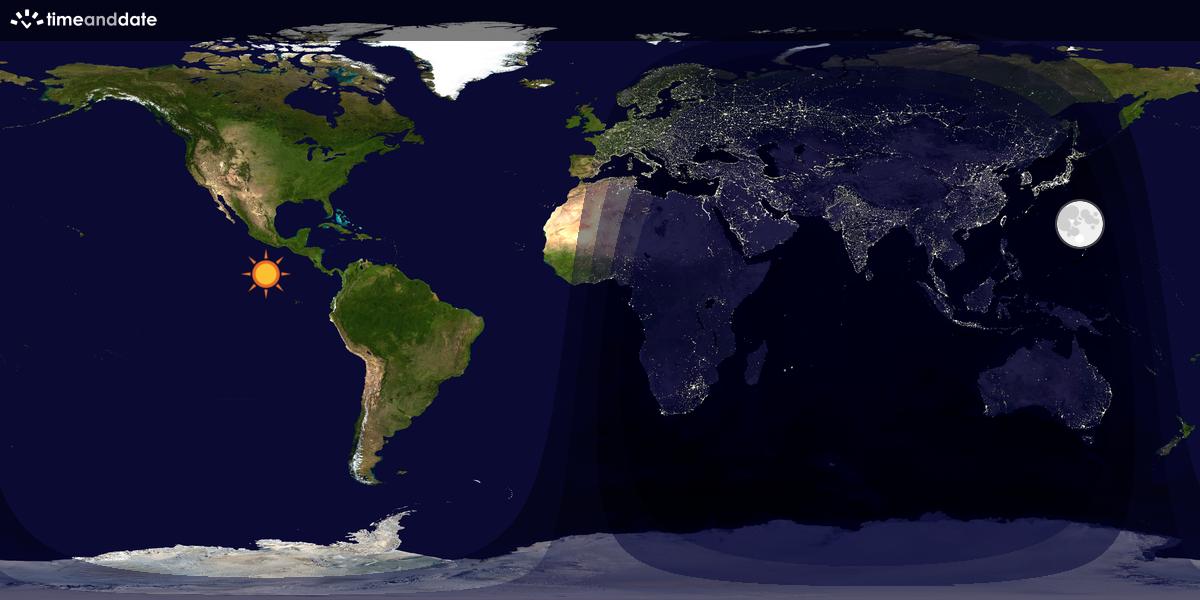 Verdenskart som viser dag og natt 