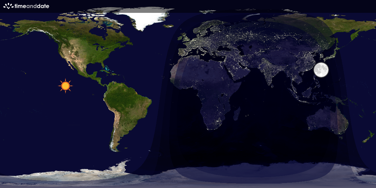 Verdenskart som viser dag og natt 