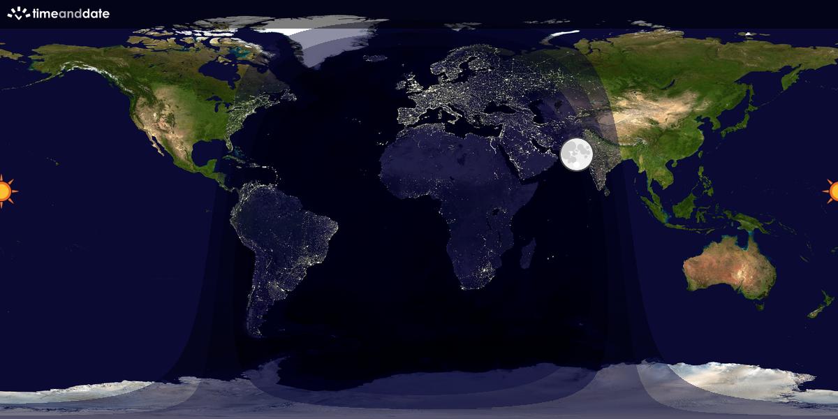 Verdenskart som viser dag og natt 