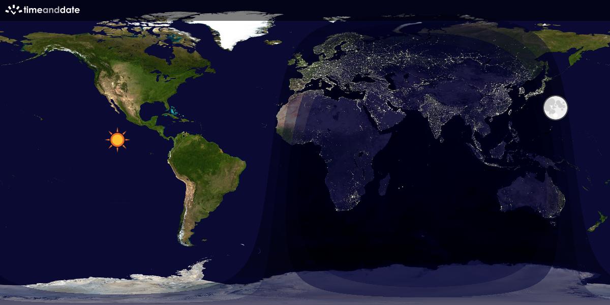 Verdenskart som viser dag og natt 