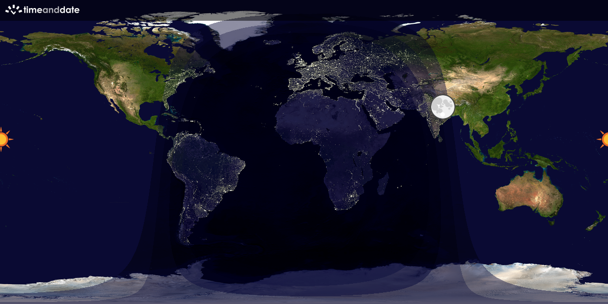 Verdenskart som viser dag og natt 
