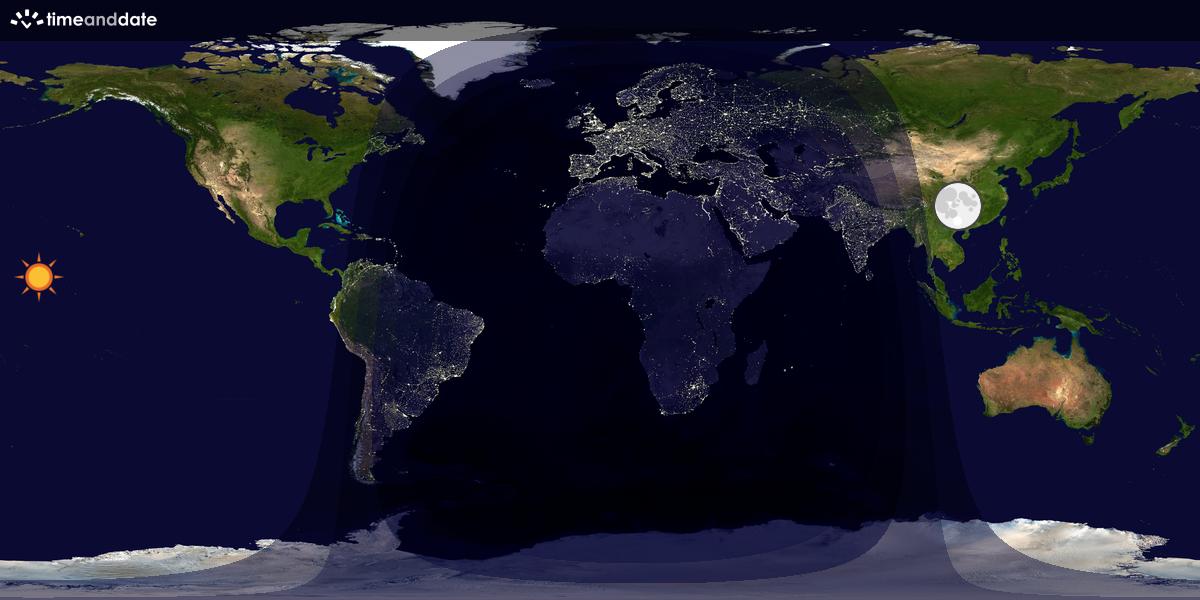 Verdenskart som viser dag og natt 