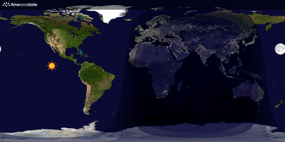 Verdenskart som viser dag og natt 