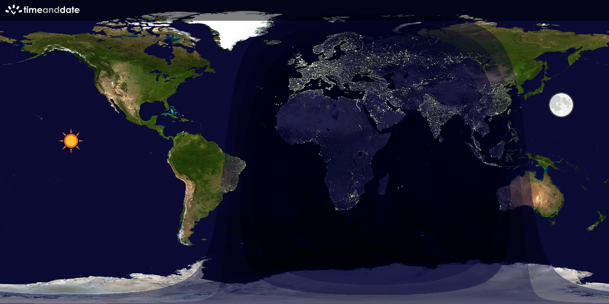 Verdenskart som viser dag og natt 