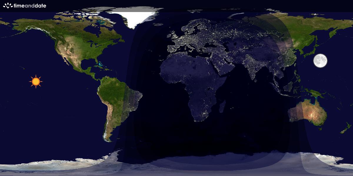Verdenskart som viser dag og natt 