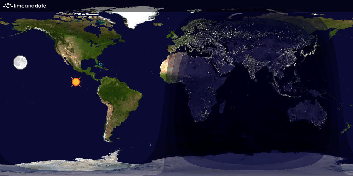 Verdenskart som viser dag og natt 