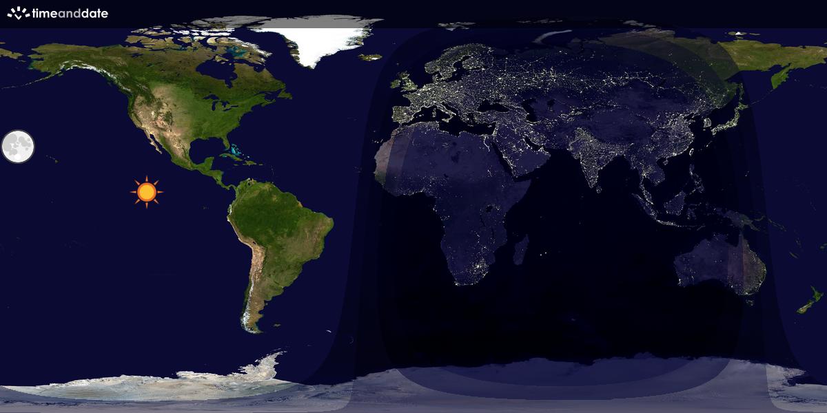 Verdenskart som viser dag og natt 