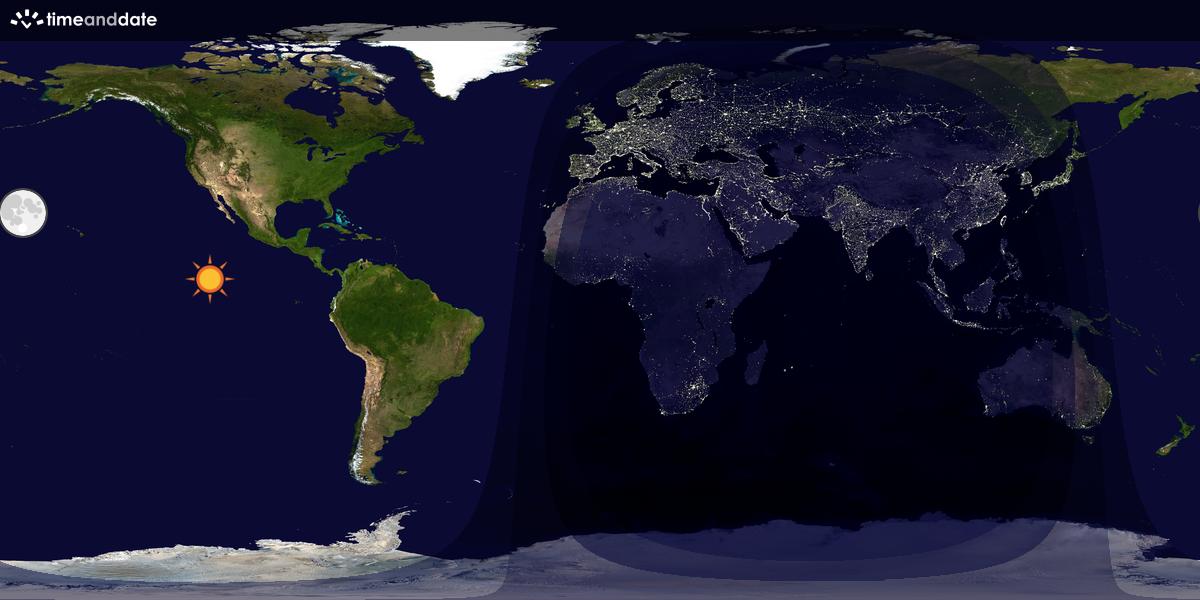 Verdenskart som viser dag og natt 