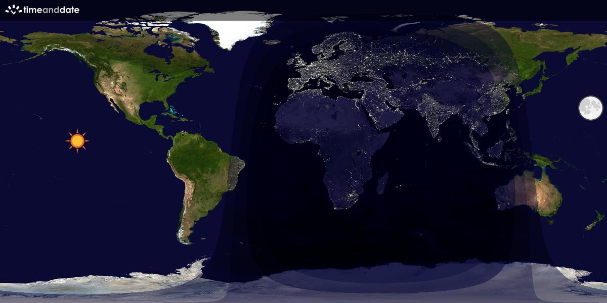 Verdenskart som viser dag og natt 