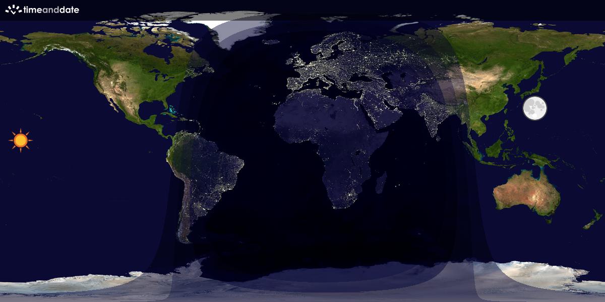 Verdenskart som viser dag og natt 