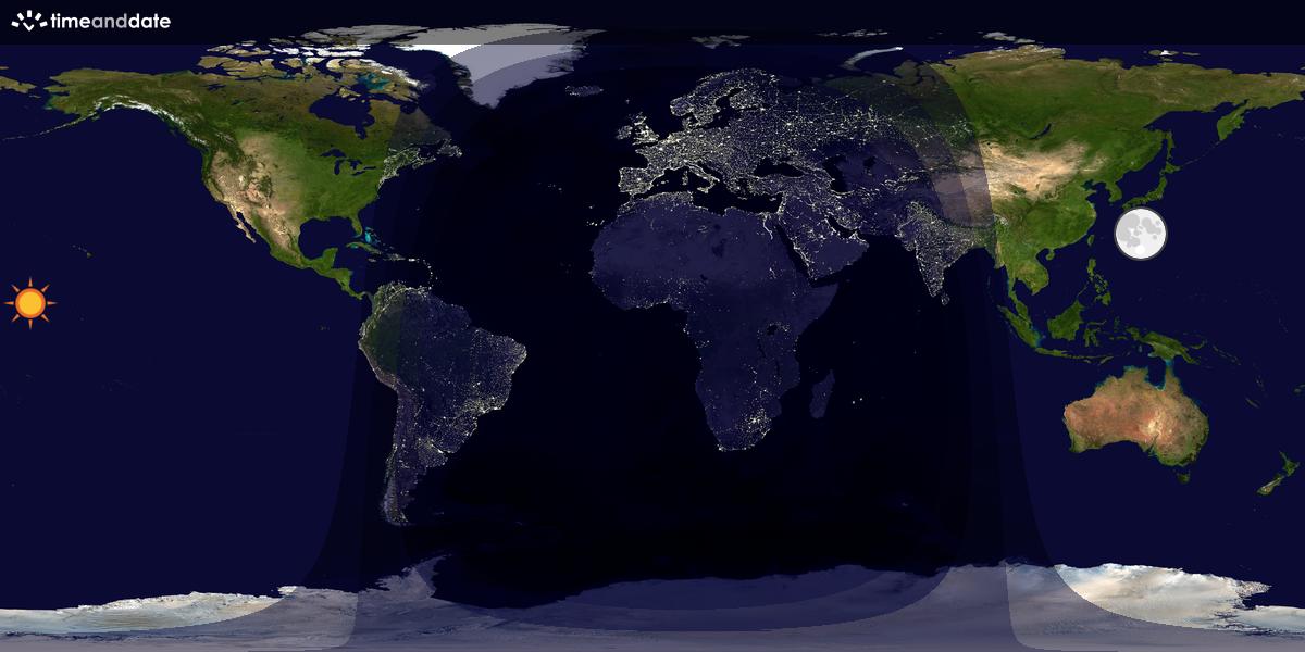 Verdenskart som viser dag og natt 