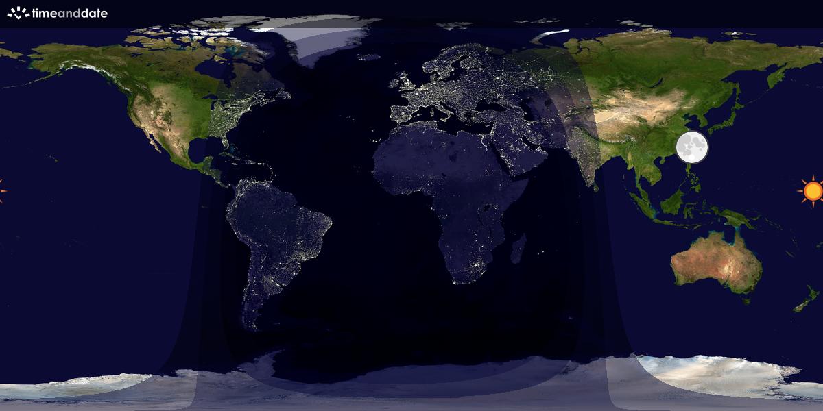 Verdenskart som viser dag og natt 