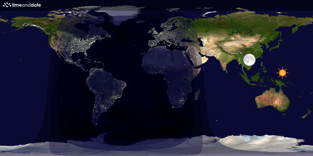 Verdenskart som viser dag og natt 