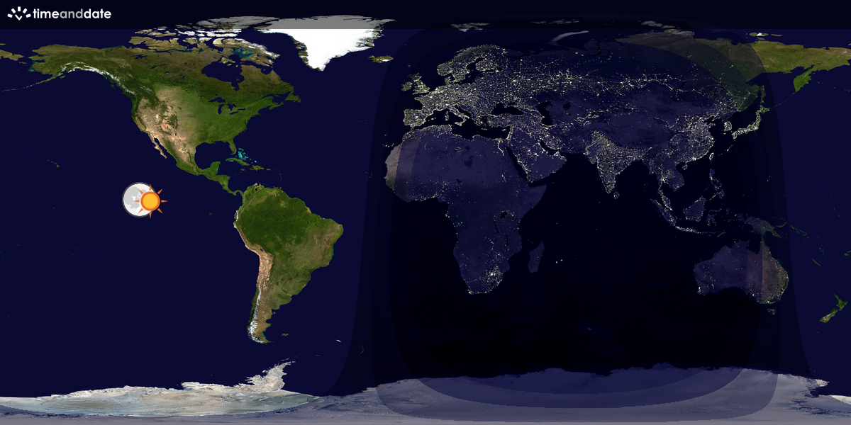 Verdenskart som viser dag og natt 