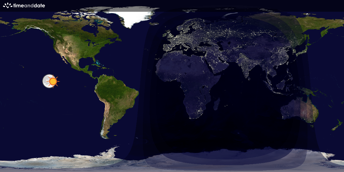 Verdenskart som viser dag og natt 