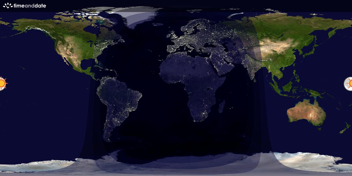 Verdenskart som viser dag og natt 