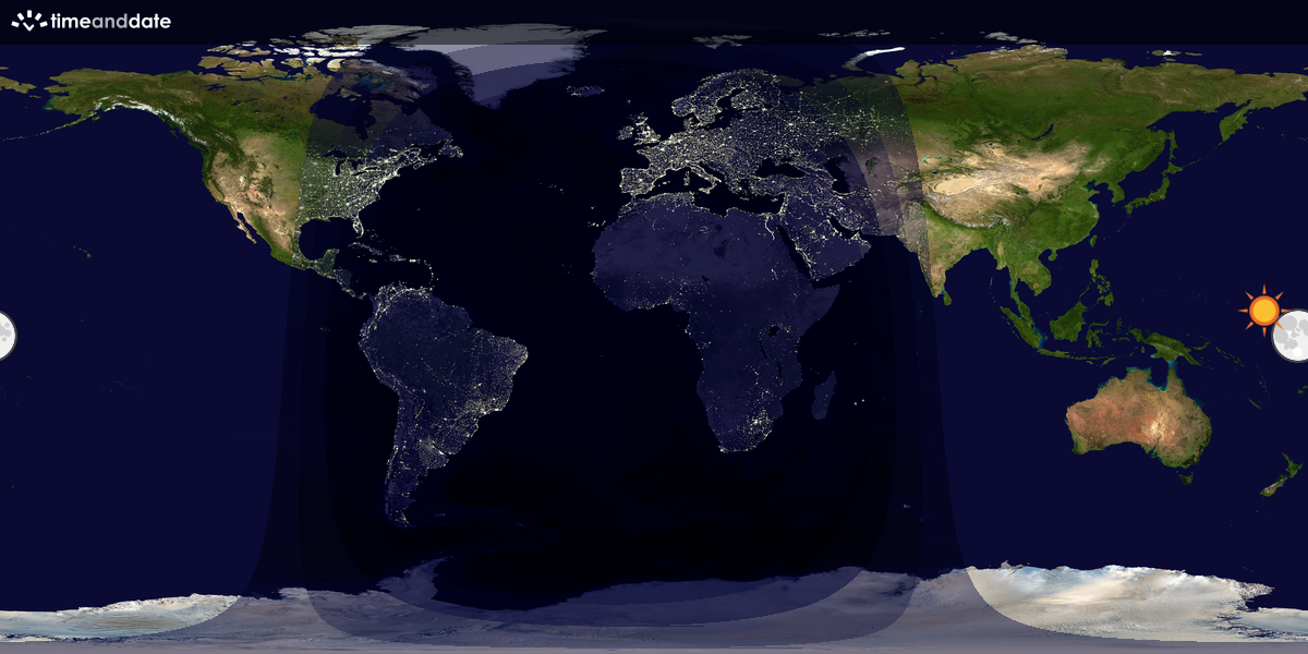 Verdenskart som viser dag og natt 
