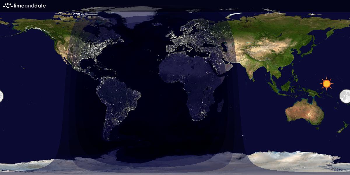 Verdenskart som viser dag og natt 