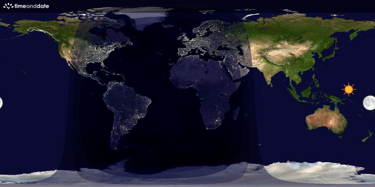 Verdenskart som viser dag og natt 