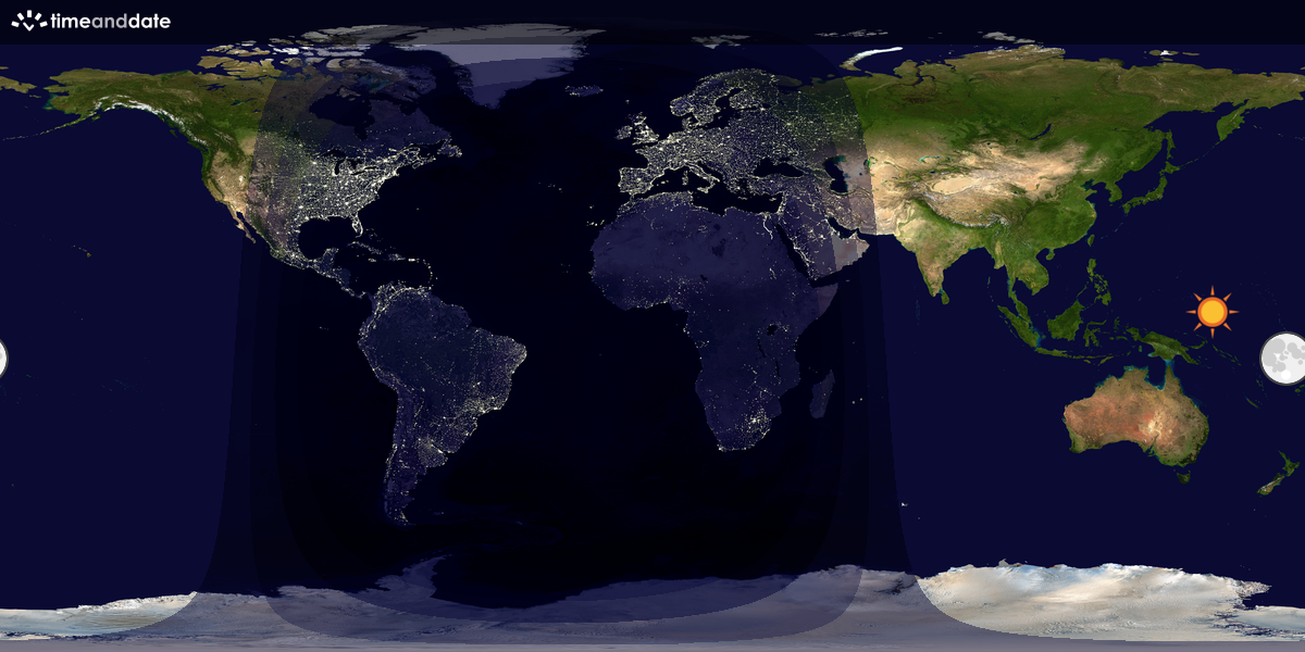 Verdenskart som viser dag og natt 