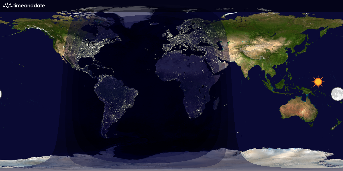 Verdenskart som viser dag og natt 