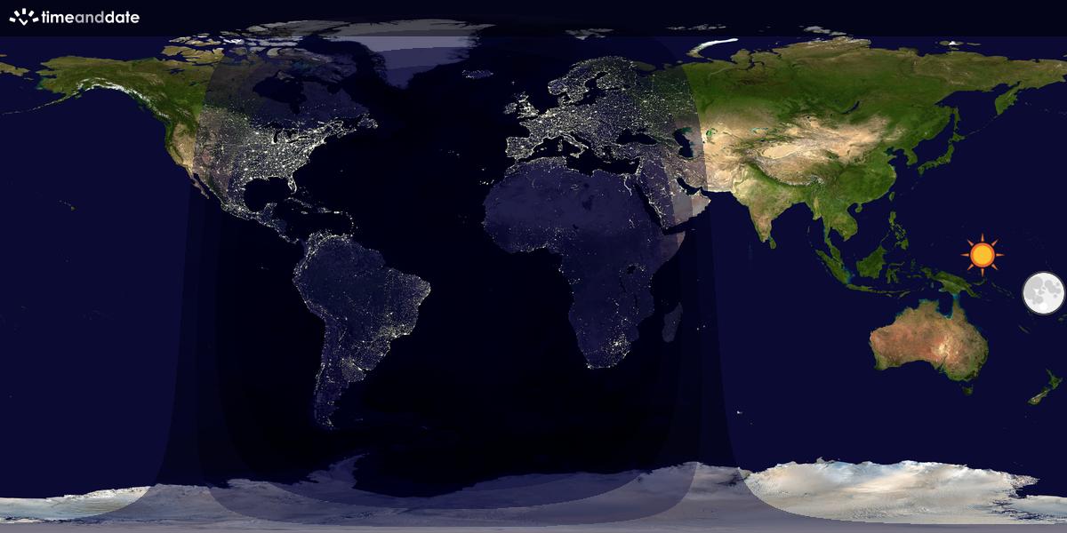 Verdenskart som viser dag og natt 