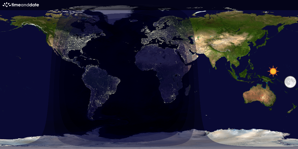 Verdenskart som viser dag og natt 