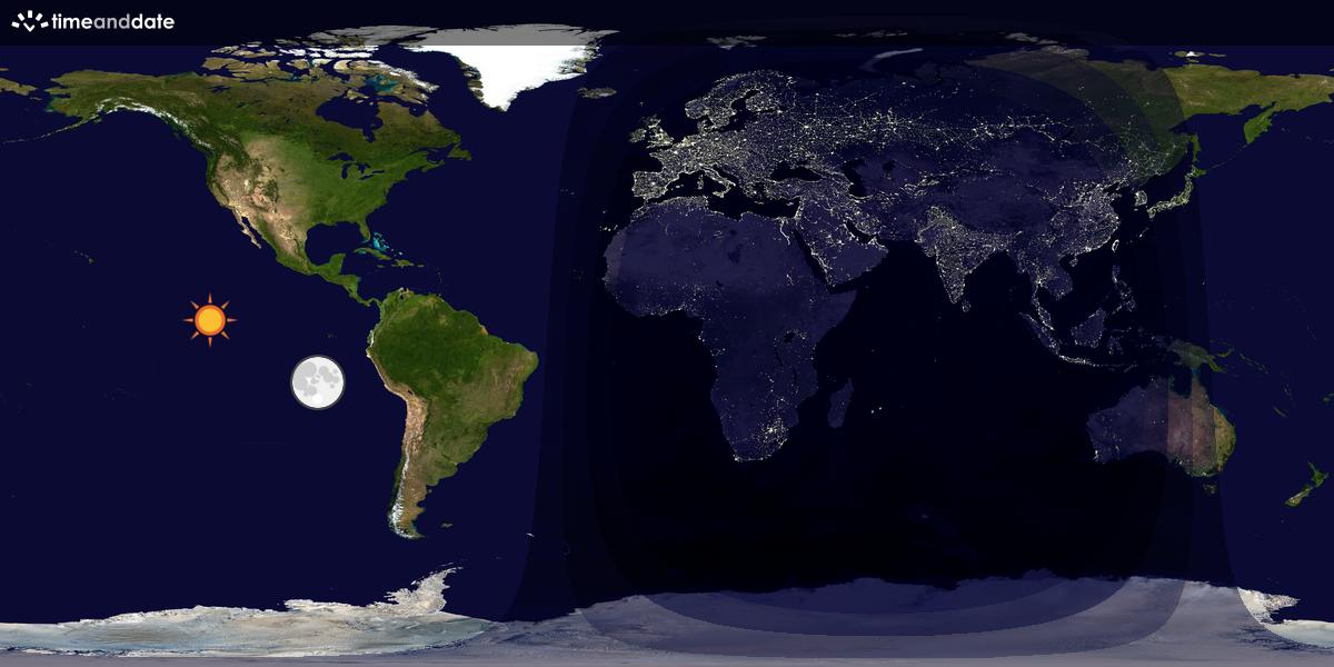 Verdenskart som viser dag og natt 