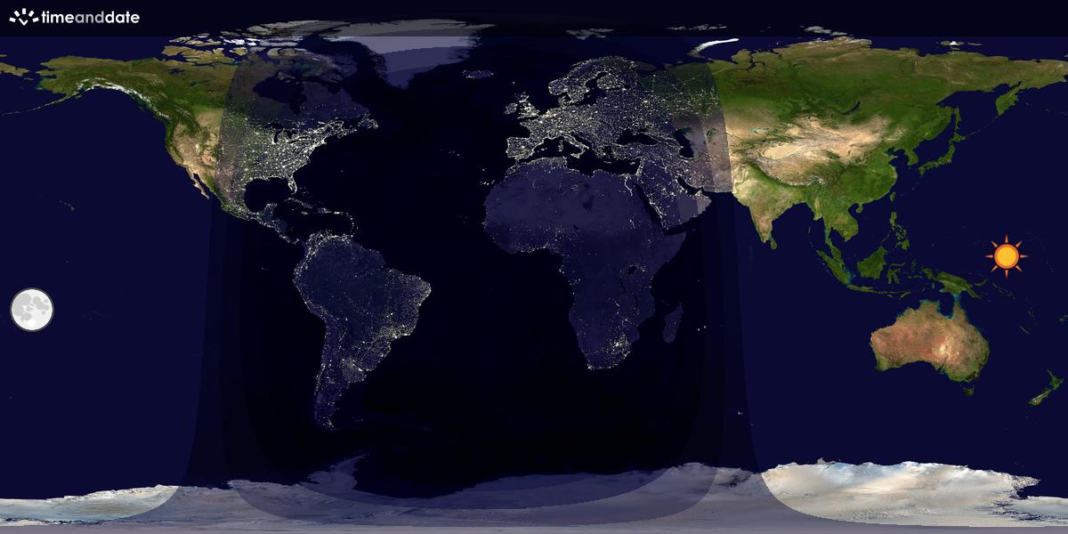 Verdenskart som viser dag og natt 