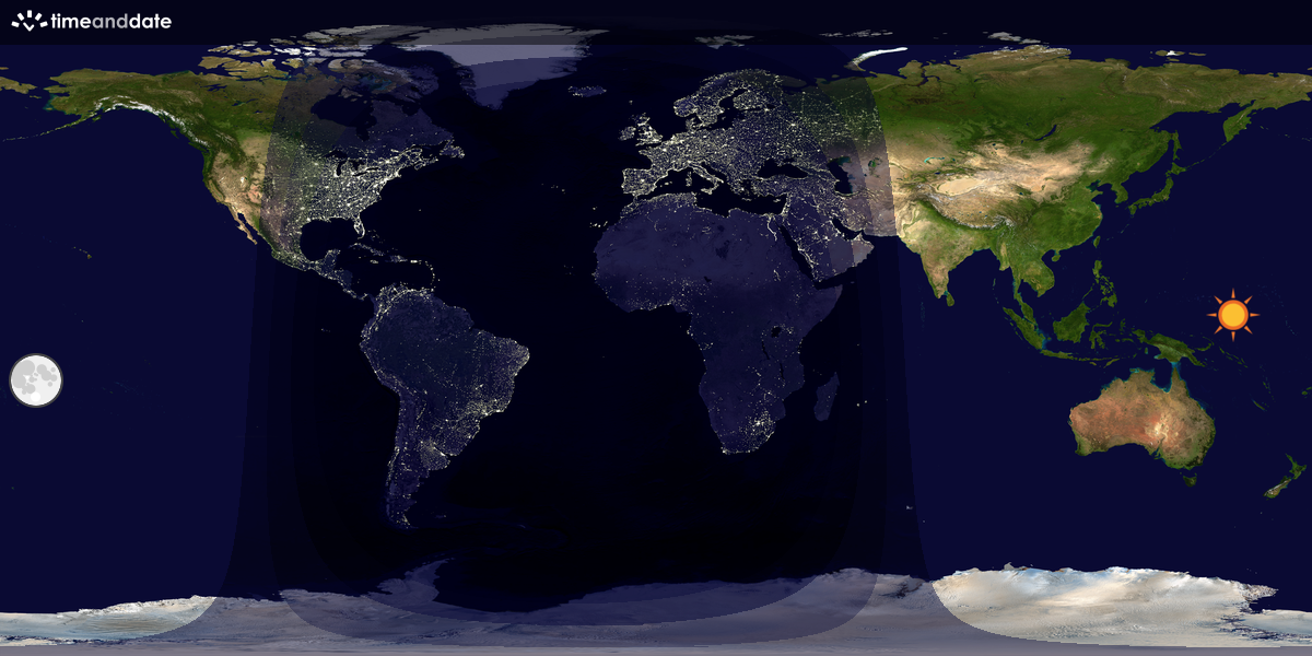 Verdenskart som viser dag og natt 