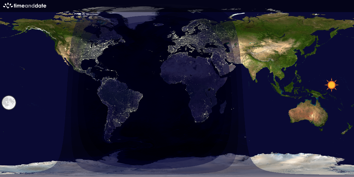 Verdenskart som viser dag og natt 