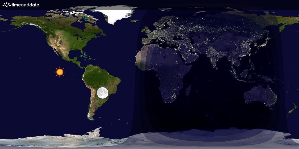 Verdenskart som viser dag og natt 
