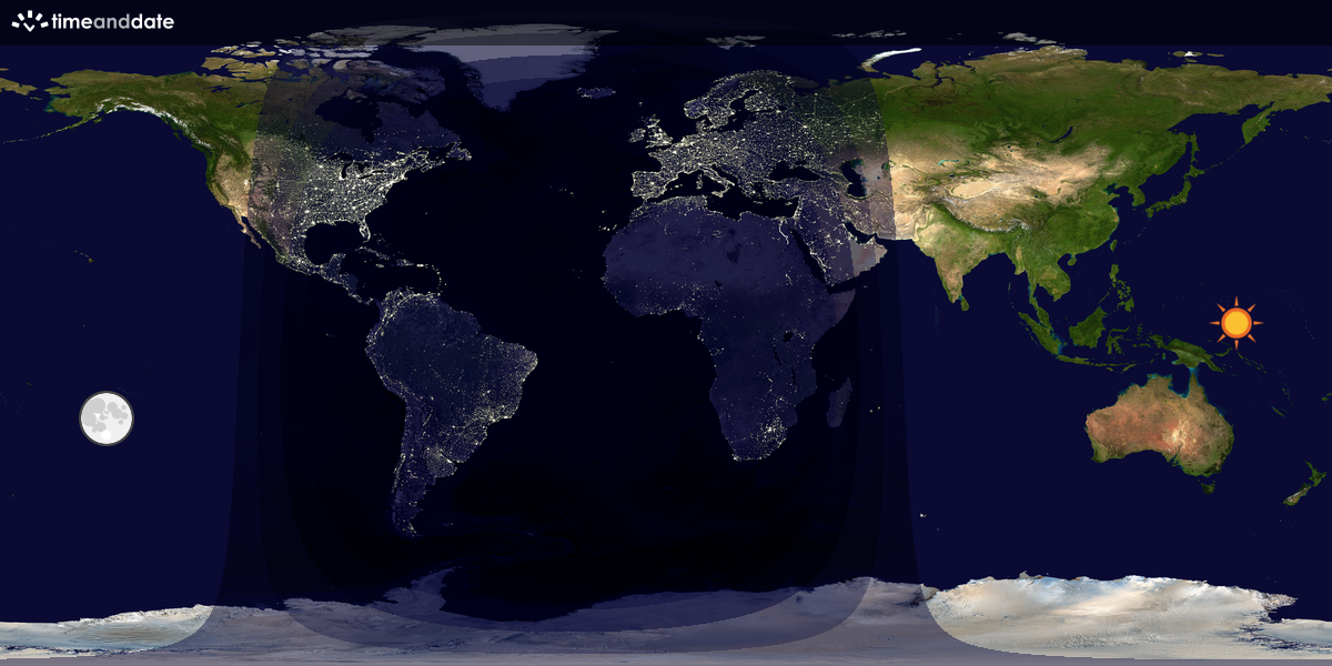Verdenskart som viser dag og natt 