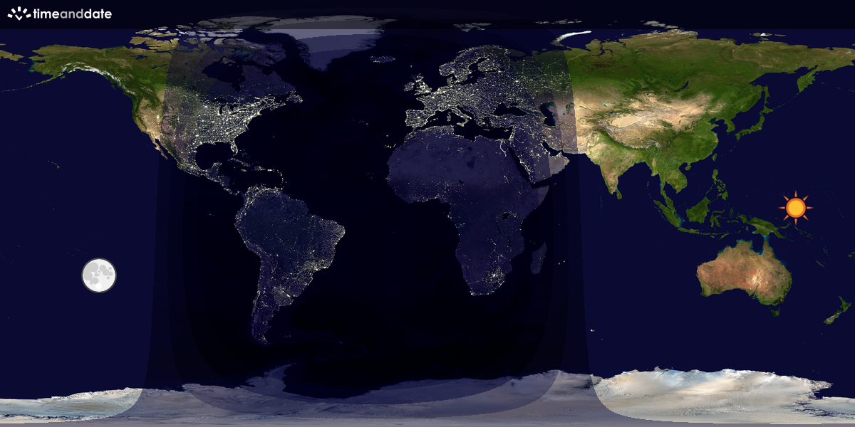 Verdenskart som viser dag og natt 