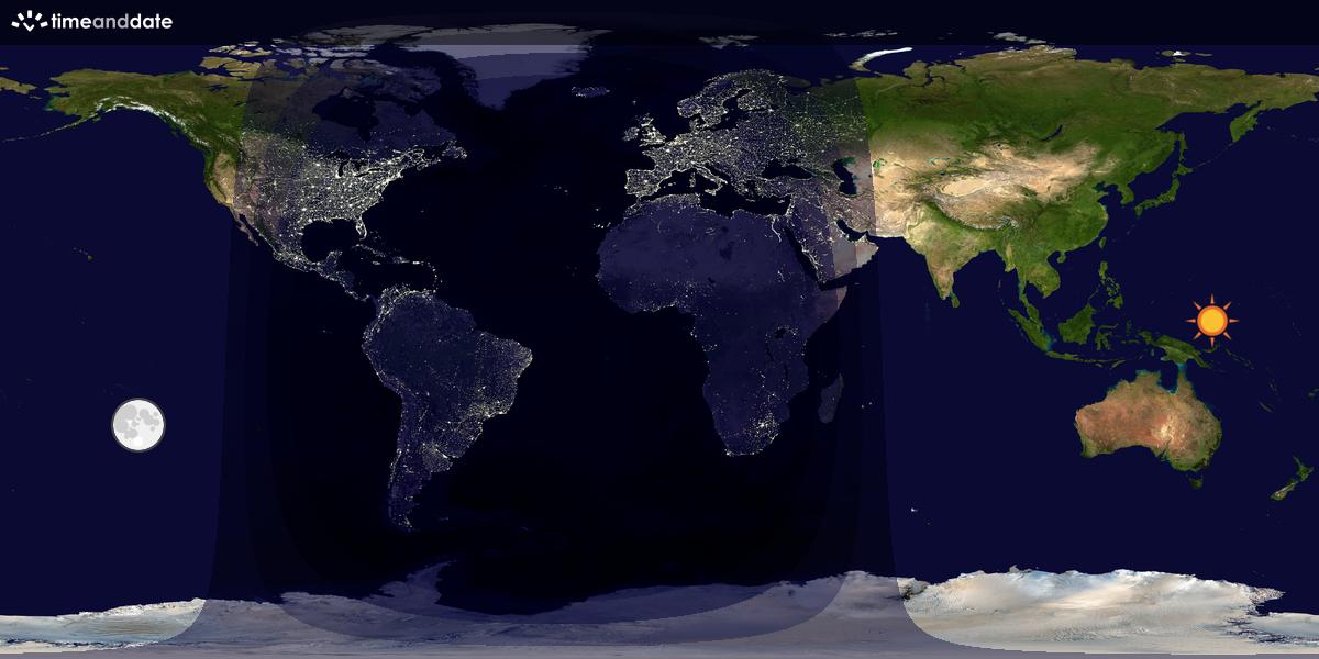 Verdenskart som viser dag og natt 