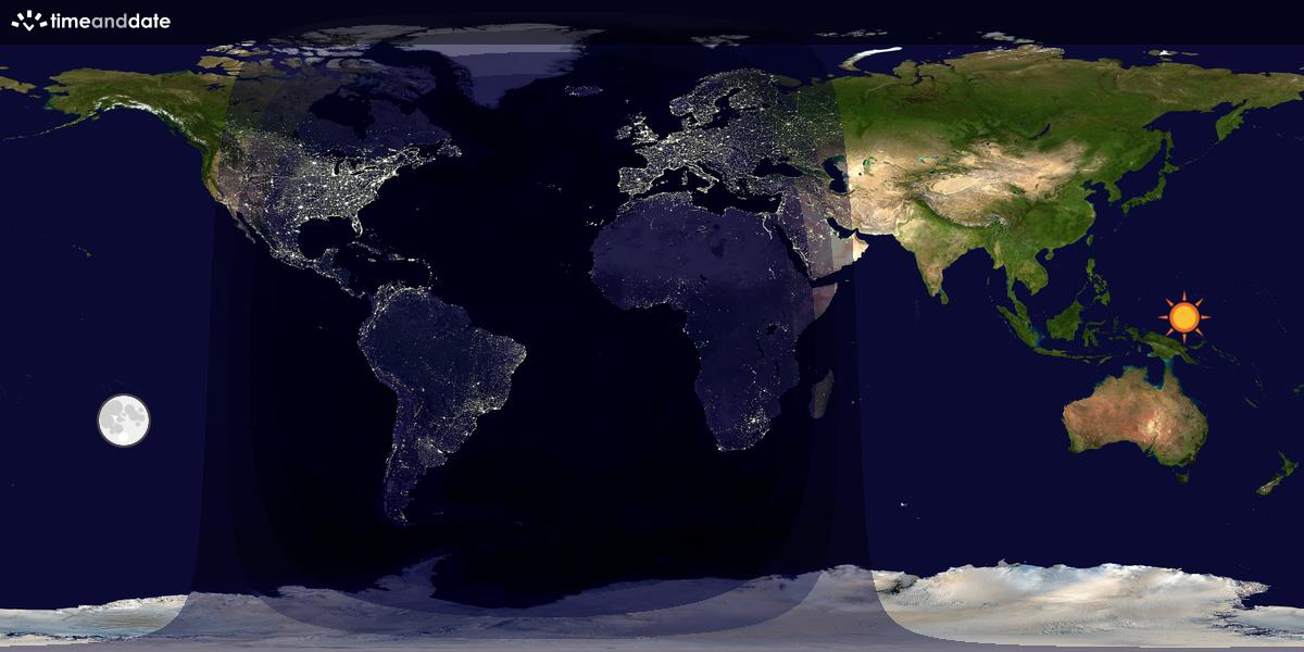 Verdenskart som viser dag og natt 